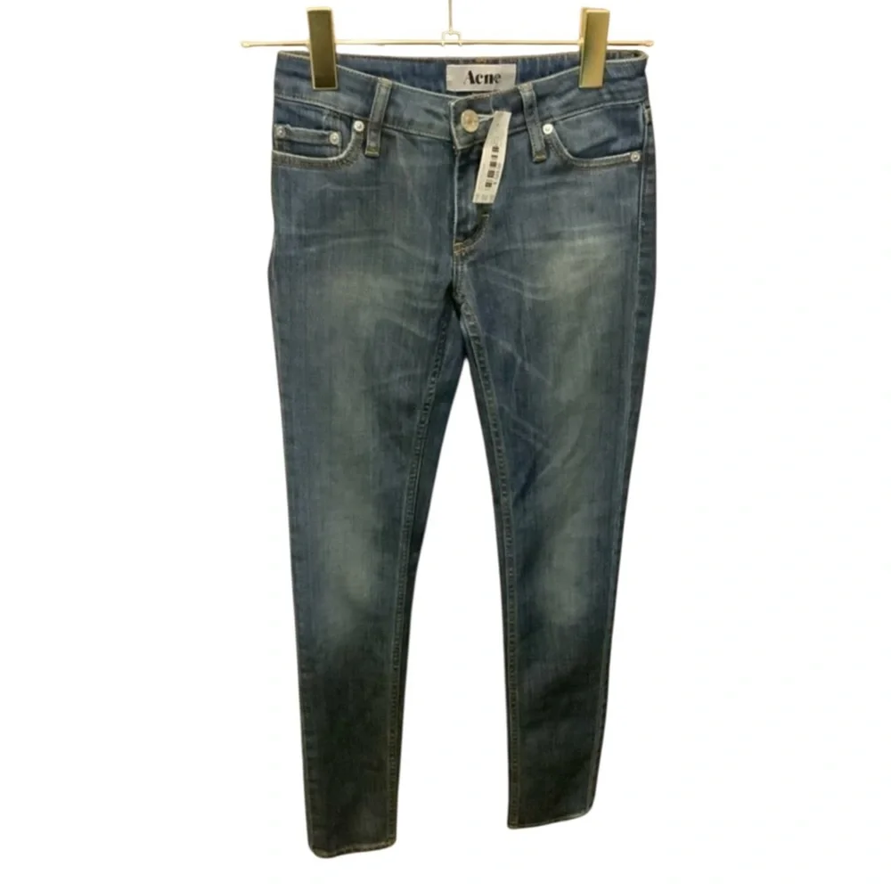 Acne BNWT Kex Soft Raw Skinny Stretchmed Wash Blue Jeans Size 25